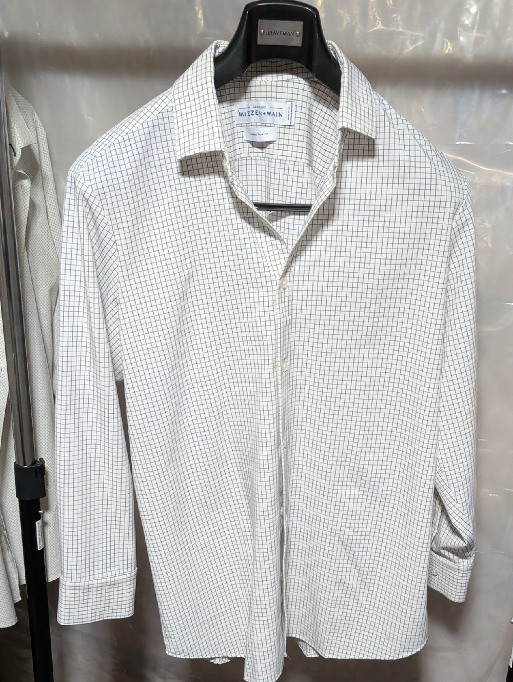 Mizzen+Main White Shirt with Blue Grid